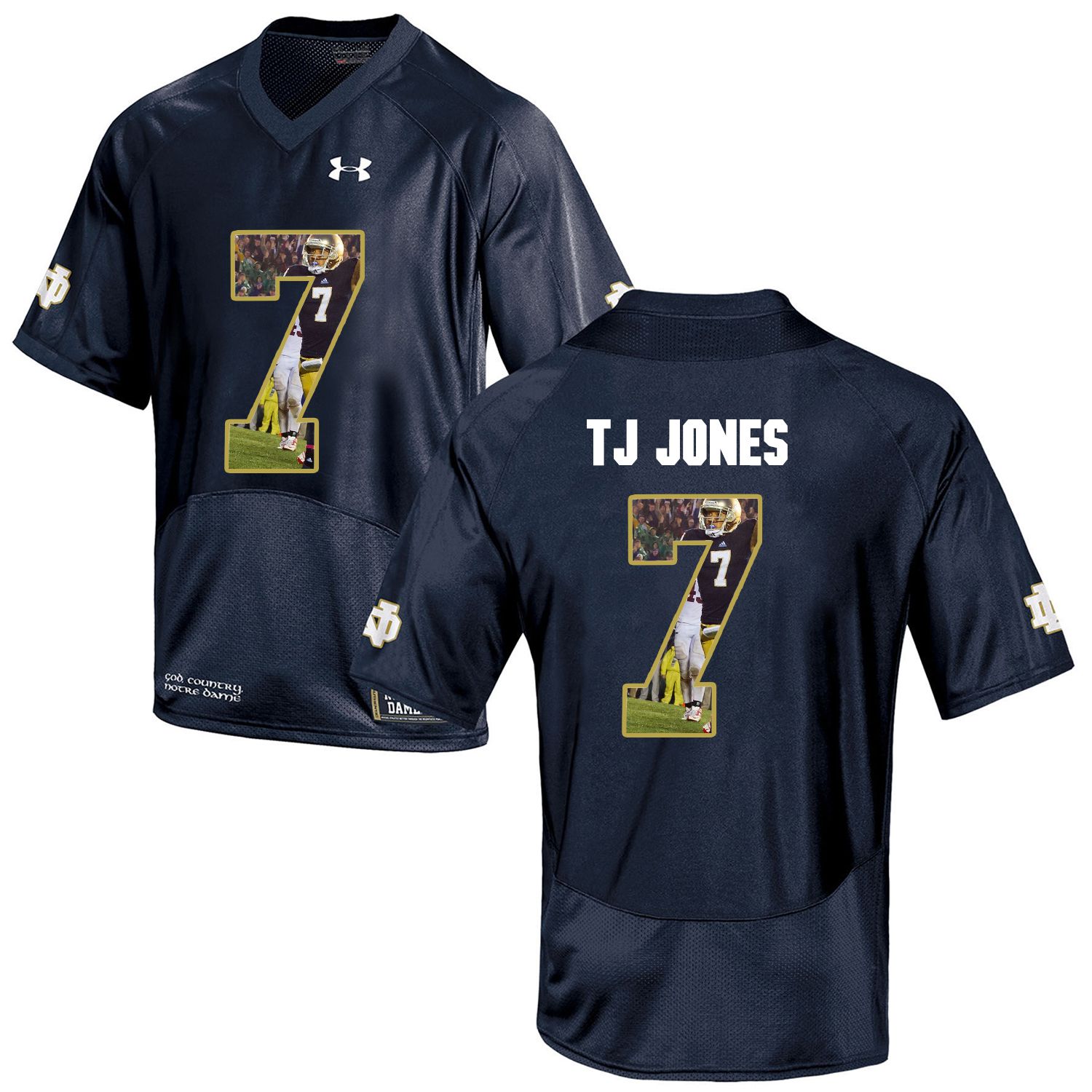 Men Norte Dame Fighting Irish #7 Tj Jones Navy Blue Fashion Edition Customized NCAA Jerseys